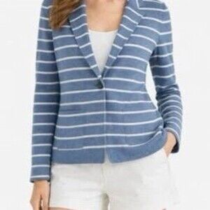 Talbots Blue and White Striped Cardigan